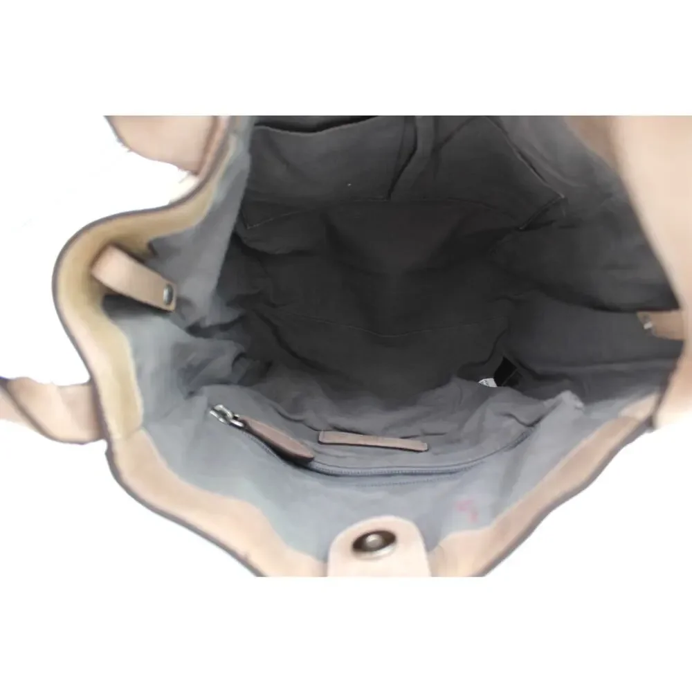 Frye Reed Leather Hobo Shoulder Bag Beige Tan Distressed Boho Western Purse - Picture 9 of 14